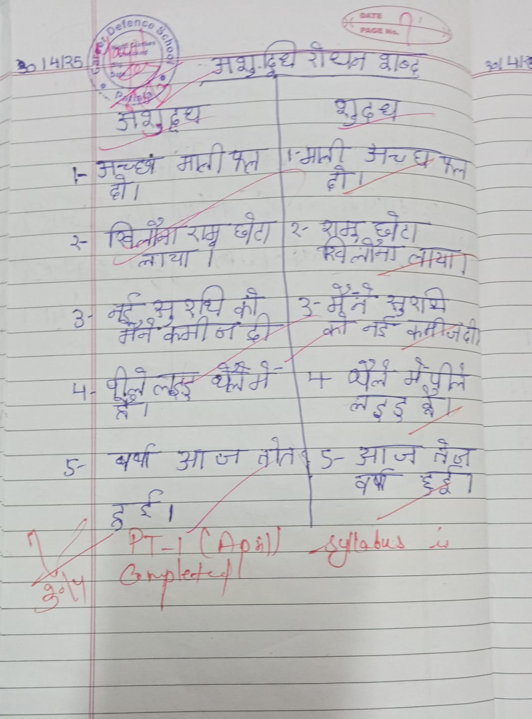 CDS Patiala Notebook Stamping || Subject - Hindi ||